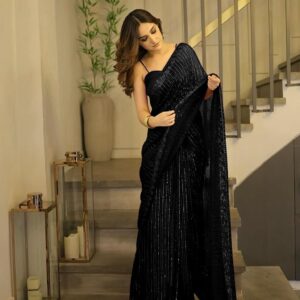 Angan Chiffon Embroidered Saree – Luxury Unstitched 6.5 Yards