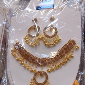Artifical Gold-Plated Choker Necklace with Jhumka Earrings